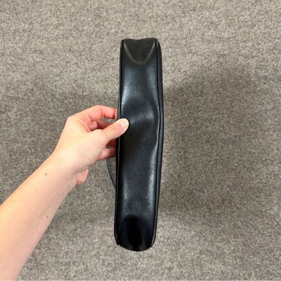 Vintage 80s Celine Black Smooth Leather Hobo Shoulder Bag Gold-Toned Hardware - Picture 8 of 15